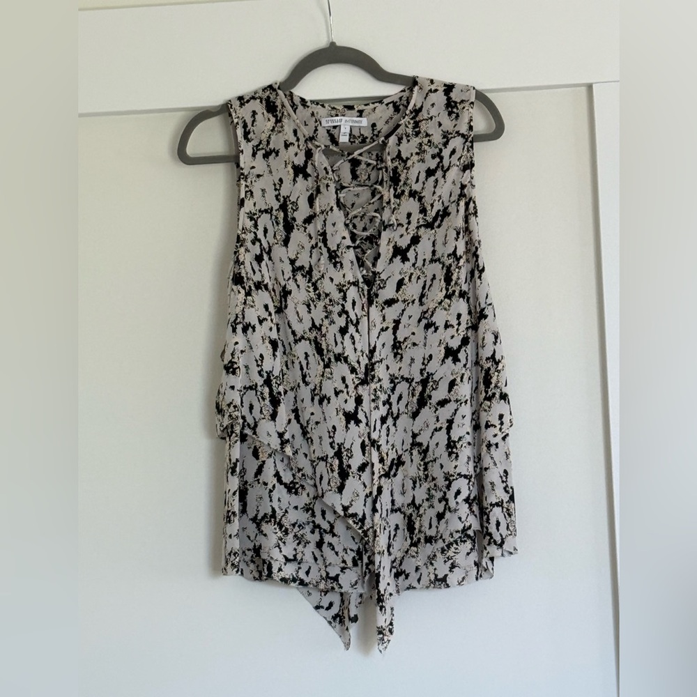 Derek Lam Black and Cream Patterned Blouse